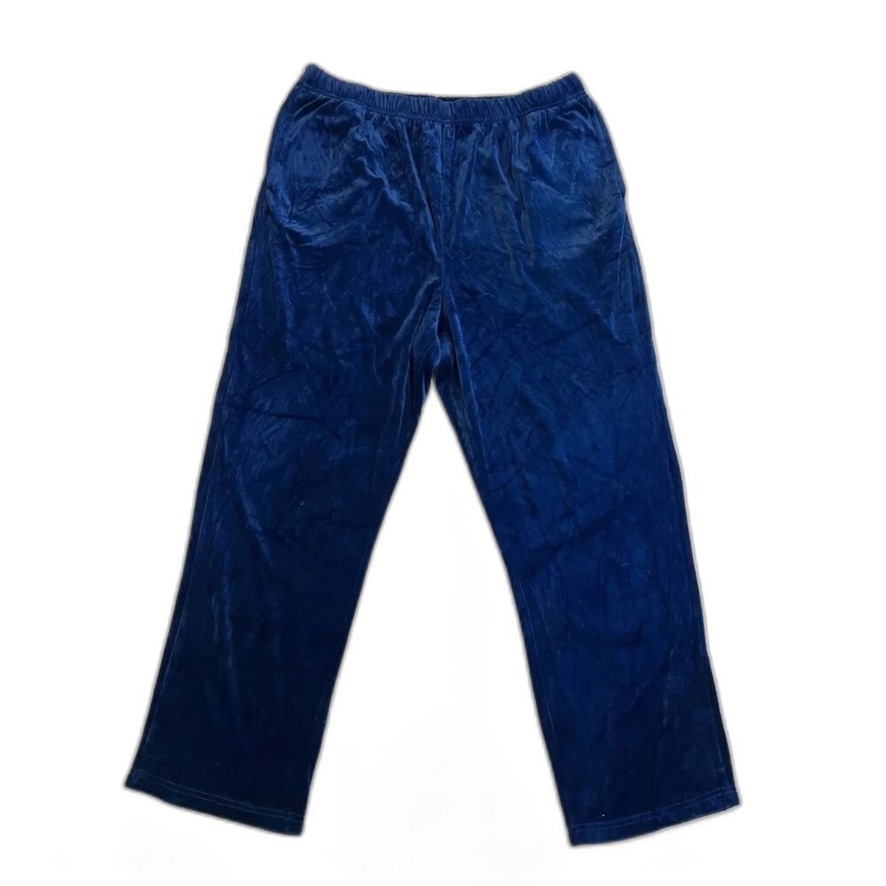 B- Anthony Richards Women's High Waisted Velour Lounge Pants Velvet Blue Size XL